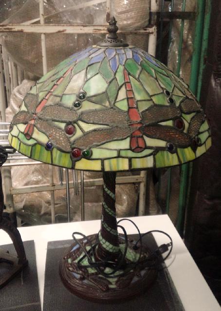 雲】某資産家買取品 西洋アンティーク 豪華 ステンドグラス 卓上ライト