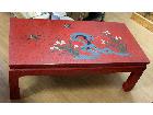 中国 古玩 センターテーブル ローテーブル 手描き 花鳥 朱塗 赤 クラック柄 クラッキング塗装 中の詳細ページを開く