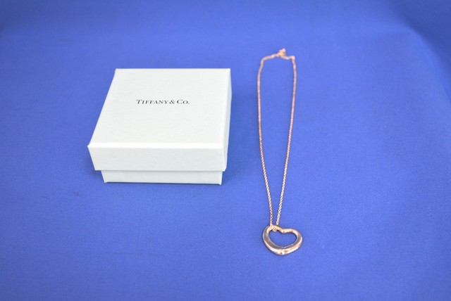 TIFFANY シルバーネックレス オープンハート 美品 箱付