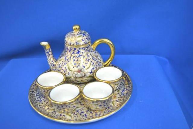 伝統工芸品 ベンジャロン焼き 茶器セット 6点セット USED