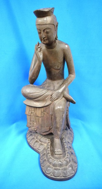 木製　一刀彫 仏像　弥勒菩薩像　55㎝ 中古美品