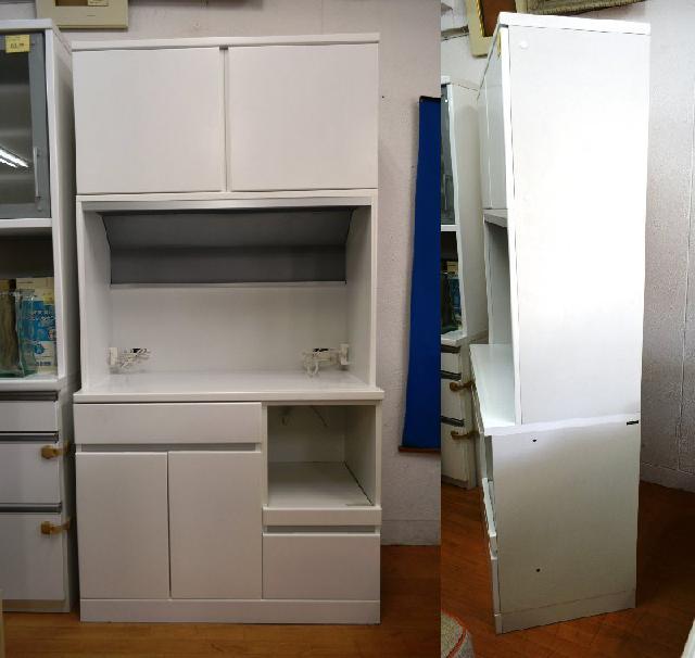 Karimoku カリモク キッチンボード 食器棚 W100cm ホワイト シンプル モダン 中古品