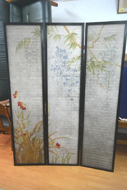 昭和　レトロ　和風 間仕切り 衝立 衝立 屏風 間仕切り3連 和風 モリタデザイン 中古品 （ その他