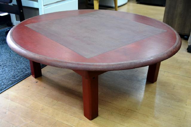 和風 ちゃぶ台 丸テーブル レトロ 天然木 折畳み 座卓 赤茶色 買取 