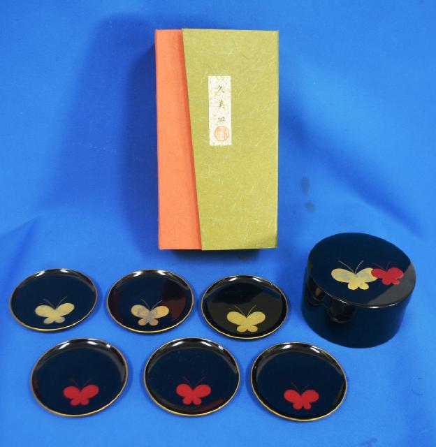 未使用品 象彦 京漆器 蒔絵 久美皿 蝶 6枚組 箱入り 未使用保管品 買取