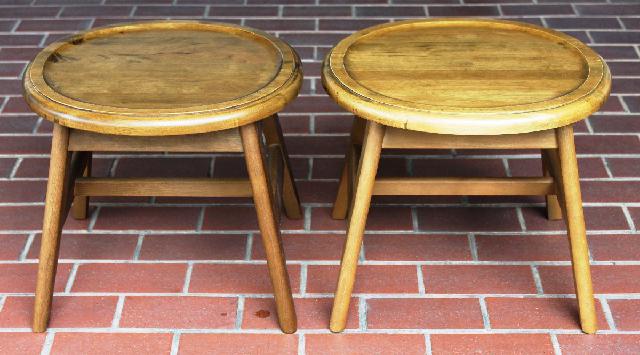 天然木チェア スツール 椅子 イス 北欧風 楕円 丸椅子 2脚セット 中古品 状態良好 買取