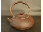 鉄壷 鉄瓶 平丸型 在銘 煎茶道具 古道具 蓋銅   