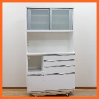 リサイクルショップのダイトーです。お持ち帰り価格　キッチンボード　白色家具 大川家具】ダイニングボード 片板タイプ 120cm幅 テミス ホワイト