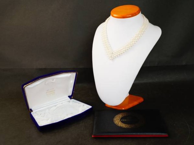 スイス堂 本真珠 ネックレス クイーンパールV型 保証書