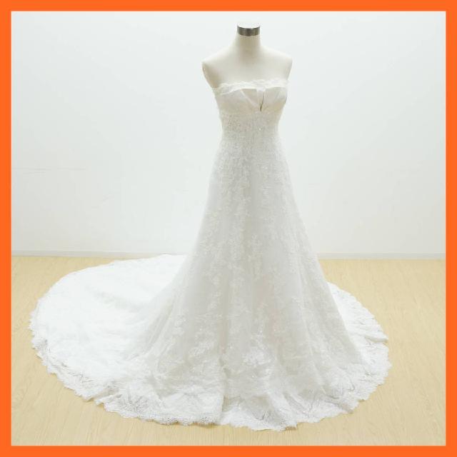 ラスポーザ/LA SPOSA ウェディングドレス Aライン 刺繍 ホワイト ストラップドレス