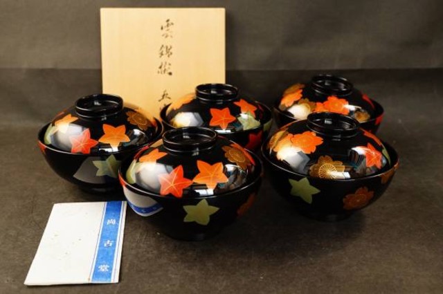 輪島漆器 尚古堂 雲錦椀 五客揃え 共箱 （ 民芸品）の買取価格
