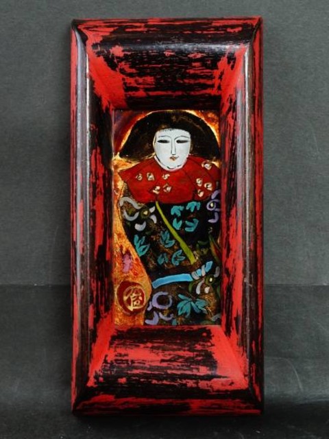 渡辺俊明 ガラス絵 「南蛮童女」 真作 ( その他美術品・絵画 渡辺俊明 ガラス絵 「南蛮童女」 真作 ( その他美術品・絵画