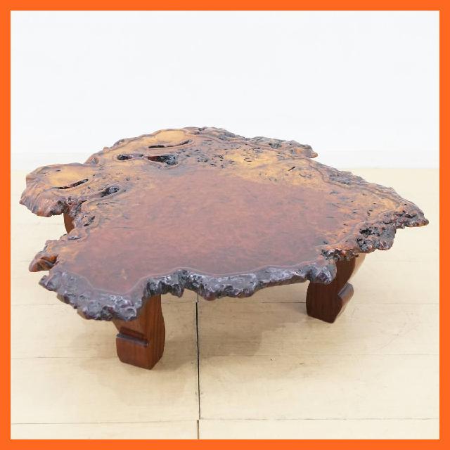 唐木 玉杢 一枚板 花梨 座卓 幅約72cm 板厚約3.0cm カリン材 ローテーブル 家具 食卓
