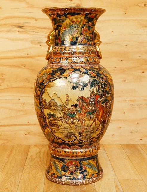 貫入壺 織田信長と木下籐吉郎 色彩 壷 花器 国産陶磁器 （ 国産陶磁器