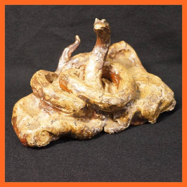 備前焼 木村玉舟作 ヘビ 蛇 干支 巳 生物 置物 オブジェ 細工物 インテリア 陶器 HiDE