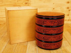 松斉作 蒟醤漆器 丸重箱 四段重 漆塗り 共箱の詳細ページを開く