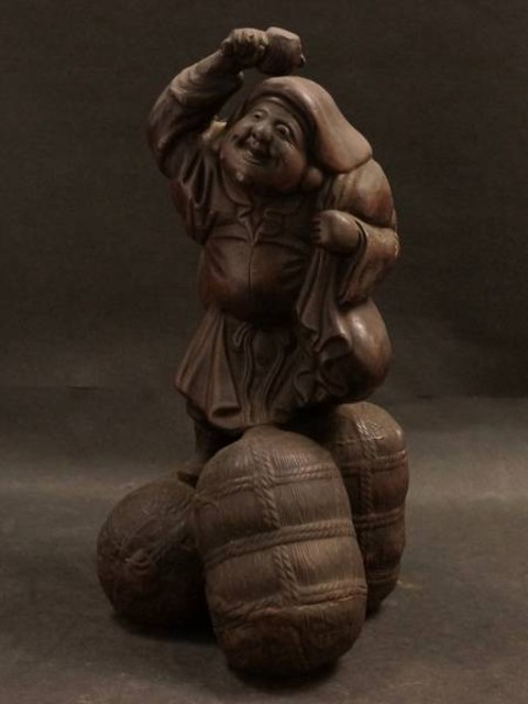 七福神 オブジェ 美品 七福神 開運 最高級美術工芸品 木彫り 彫刻 木製 工芸品 額装 額縁