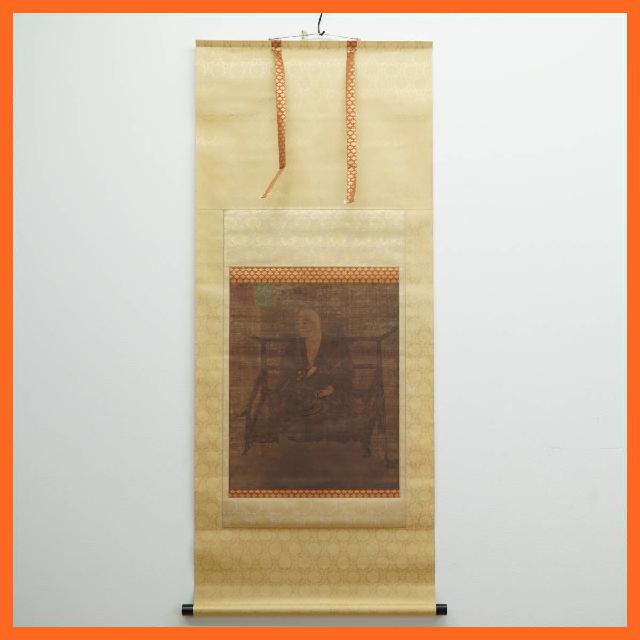 寺院所蔵 掛軸 弘法大師空海の図 御影 全長約139.2cm 共箱付き 古仏画 河内長野 金剛