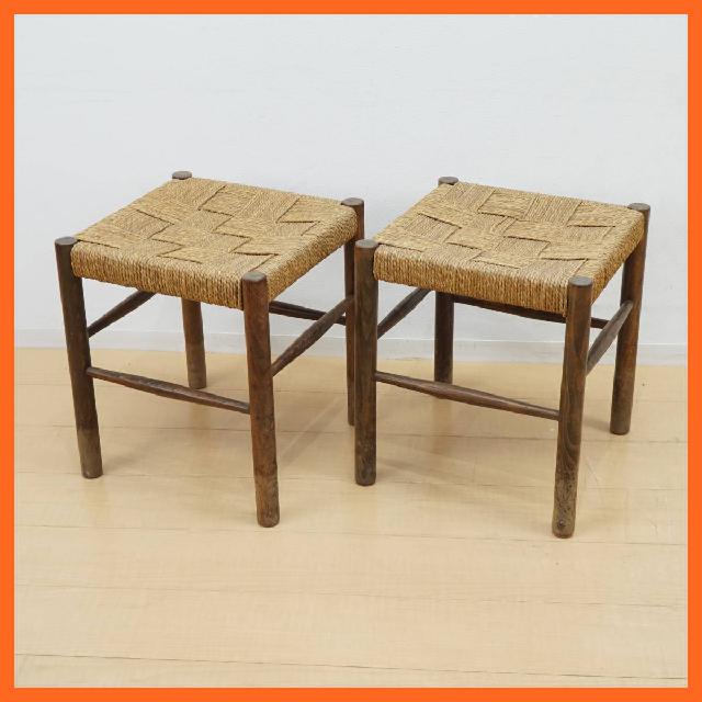 キツツキマーク スツール 2脚セット 木製椅子 ひとり掛け 2人掛け 椅子 レトロモダン