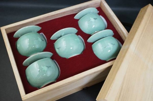 高麗青磁 韓國陶窯湯呑み