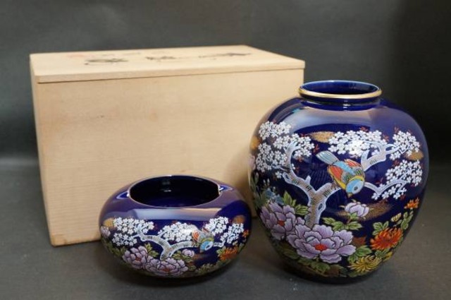 明陶 花鳥文応接揃