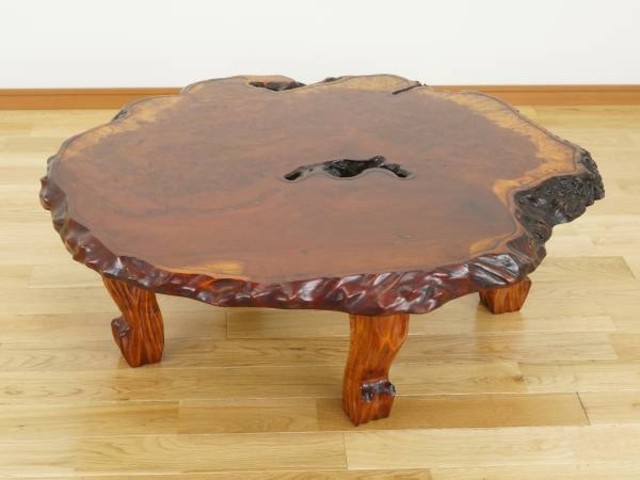 【国内即発送】 花梨　高級木材　一枚テーブル 座卓/ちゃぶ台