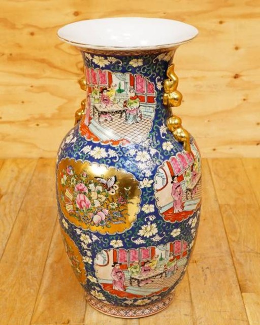 倣大清乾隆色彩絵 花器 花瓶 花壺 壷 マカオ製