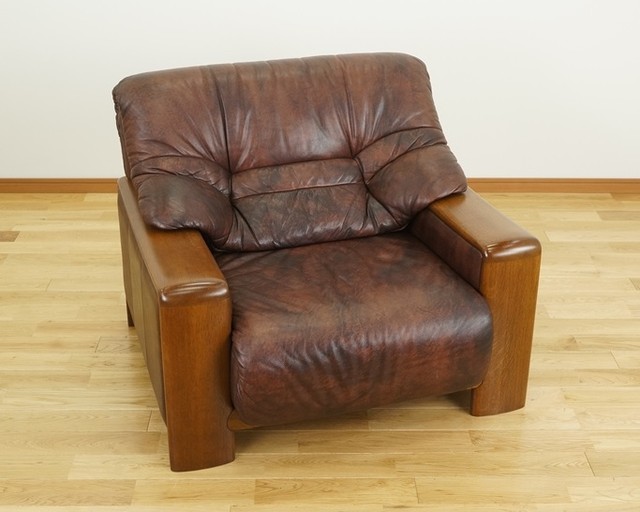 カリモク シングル ソファ 一人掛け 椅子レザーチェア（ソファー・カウチ）の買取価格 （ID:306611）｜おいくら