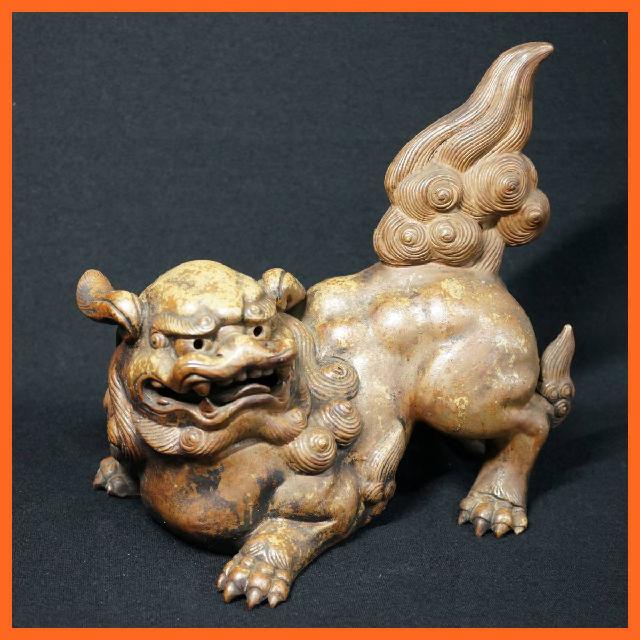 桃蹊堂 獅子 阿形 置物 高さ約23cm 陶印 オブジェ 玄関飾り 床飾り