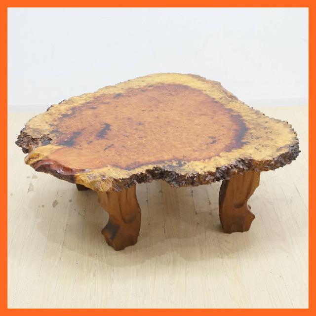 花梨 唐木 一枚板 玉杢 座卓 約83×72cm 無垢 カリン材 瘤 木目 和風 和家具 リビ