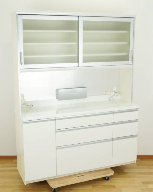 パモウナ キッチンボード 食器棚 レンジ台 ホワイト 幅160cm（レンジ台）の買取価格 （ID:300101）｜おいくら