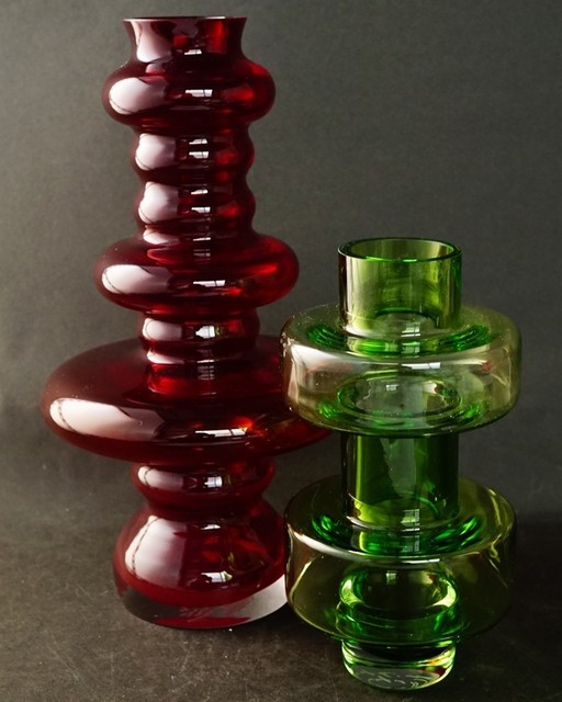 MARIANNE ガラス製 花瓶 レッド＆グリーン
