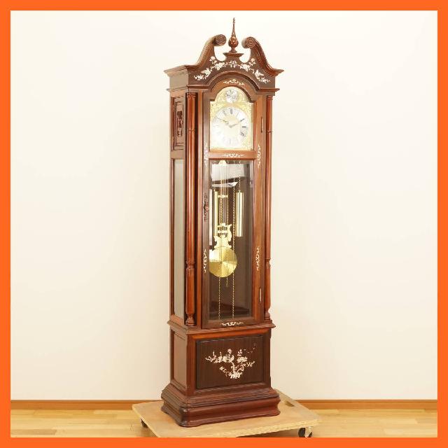 Tempus Fugit ドイツ製 柱時計 花鳥螺鈿細工 重錘式時計