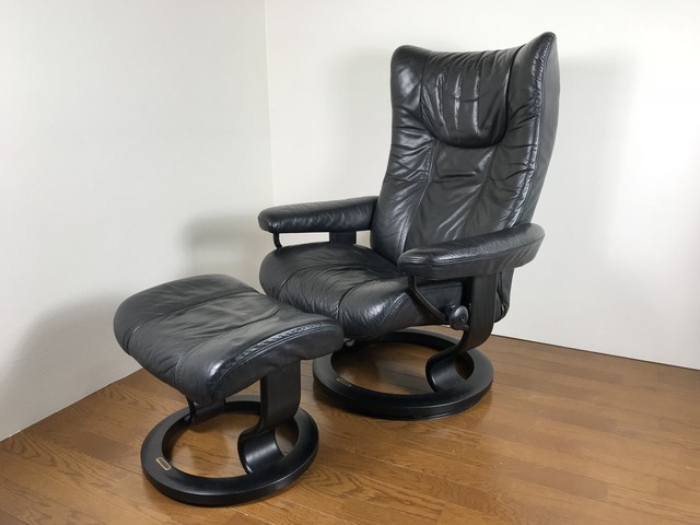 EKORNES エコーネス Stressless ストレスレスチェア ウイング オットマン付き ブラ （ イス・チェア）の買取価格  （ID:316790）｜おいくら