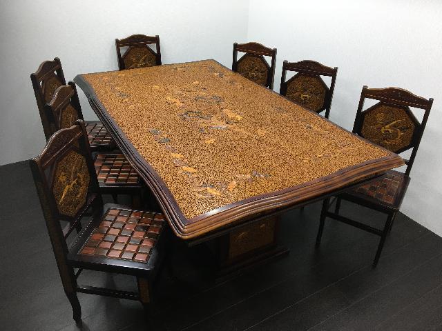 高級 ダイニングセット 工芸品