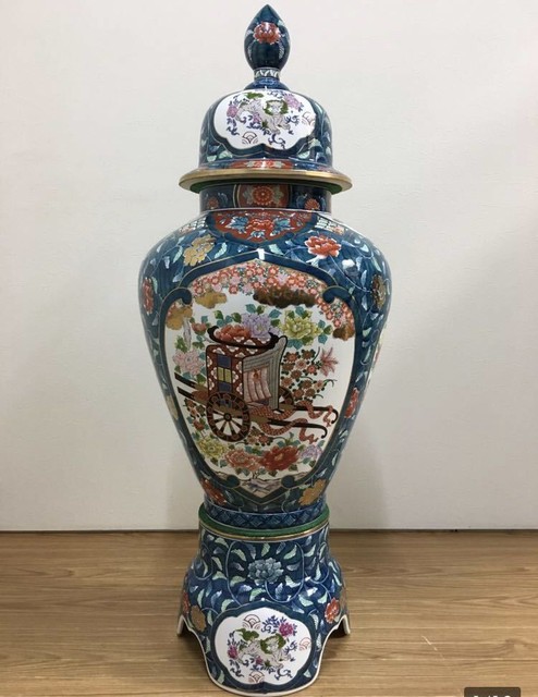 国産大人気金龍窯　博山作　陶器　大皿 色絵