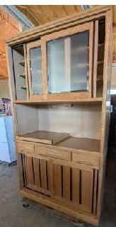 【リサイクルショップどりーむ天保山店】●2140●　キッチンボード　食器棚　上下分割できるセパレートタイプ　ホワイト　※中板欠損あり 食器棚 中古の家具と家電がすべて揃うリサイクルショップ