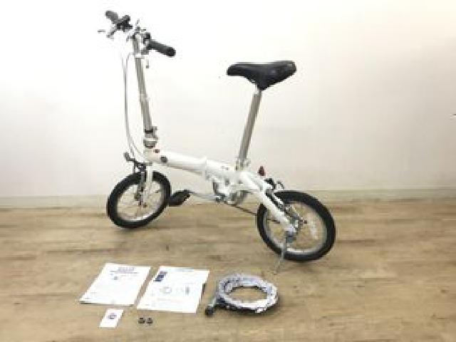 【中古】 ルノー 14インチ コンパクト折りたたみ自転車 ホワイト AL-FDB140【直取可能】