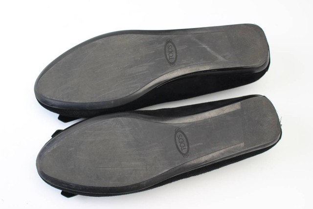 トッズ TOD'S 靴 パンプス 38 スエード 黒 レディース キラキラ 保存袋付き