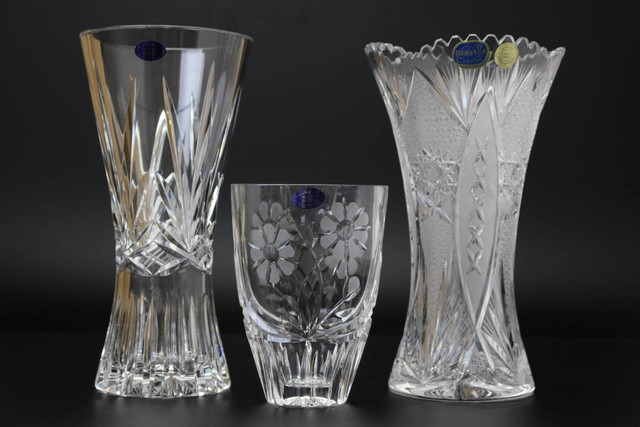DRESDEN KRISTALL 花器 花瓶 BOHEMIA LEAD CLYSTAL ３個セット 