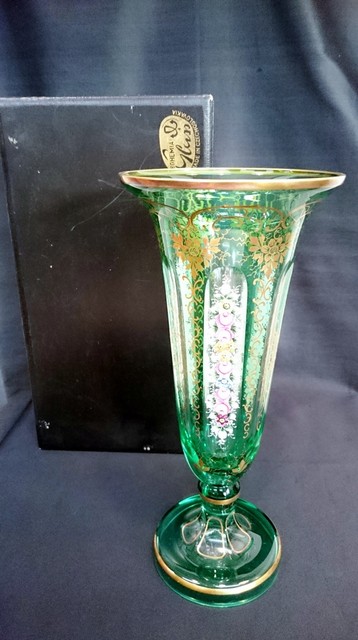 驚きの安さボヘミアグラス 花瓶 チェコスロバキア 花瓶