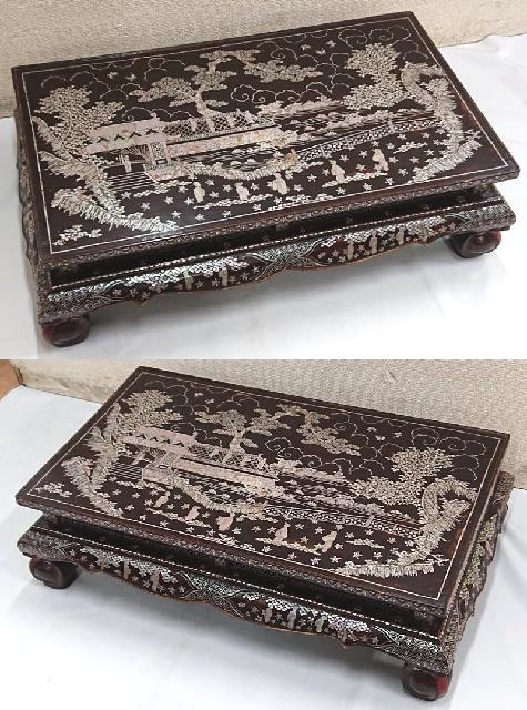 割引発見 清朝 唐木製 細工彫 平卓 花台 飾台 香炉台 盆栽台☆直しあり☆ - 漆芸