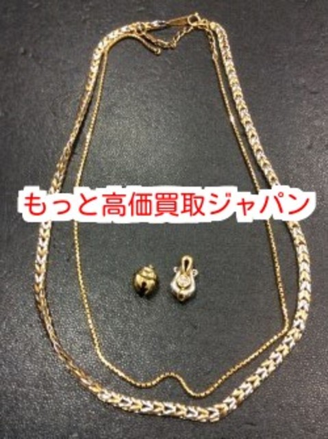 K18 プラチナ850 コンビ ネックレス トップ 鈴 高く 貴金属 買取 価格 千葉県 柏市