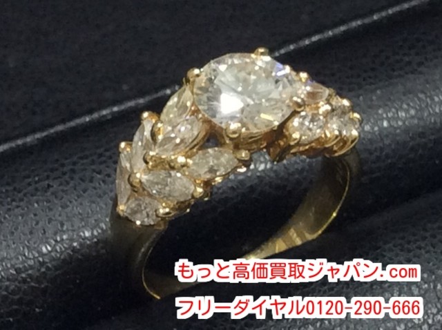 ダイヤモンド 1.01カラット メレダイヤ 1.11カラット K18金 リング 買取 千葉県白井市