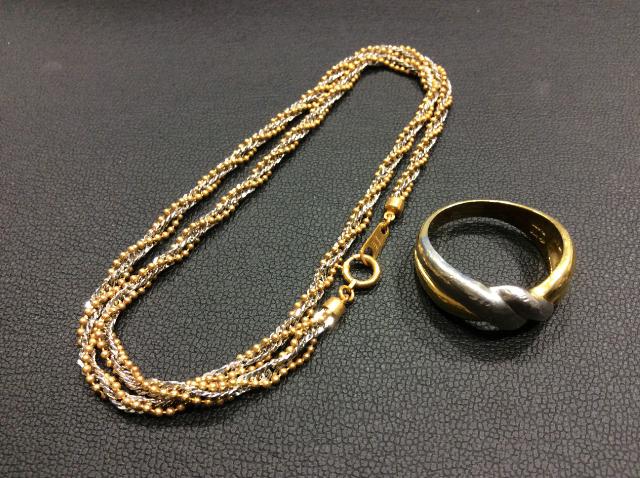 プラチナ850/K18金 コンビネックレス 指輪 高く アクセサリー 買取 
