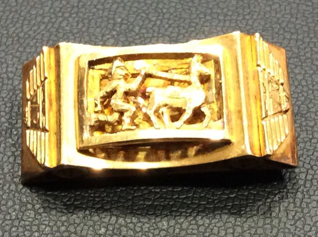 K18金 ブローチ K18 ゴールド枠 カメオ風ブローチ オニキス 女性の横顔 ブローチ