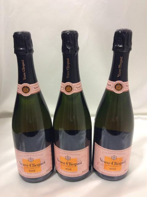 ヴーヴクリコ ローズラベル 750ml シャンパン 3本 高く お酒 古酒 買取 埼玉県 三郷市