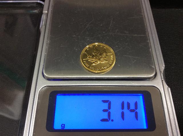 本日 メイプルリーフ 金貨 1g 25,500円 金貨 1/10oz 3,1g ゴールド買取