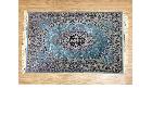 ペルシャ絨毯 イスファハン産 サイン有 ウール シルク 玄関マット ラグ 70×110cm