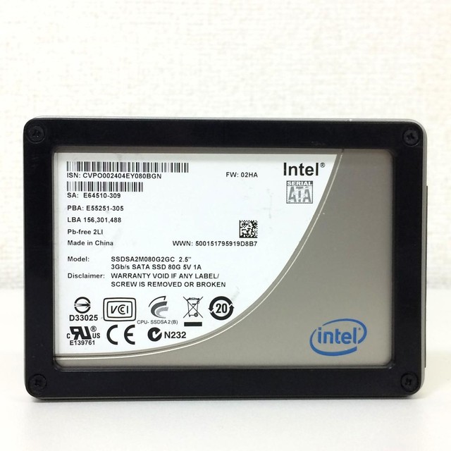 intel 2.5インチ 80GB SSDSA2M080G2GC